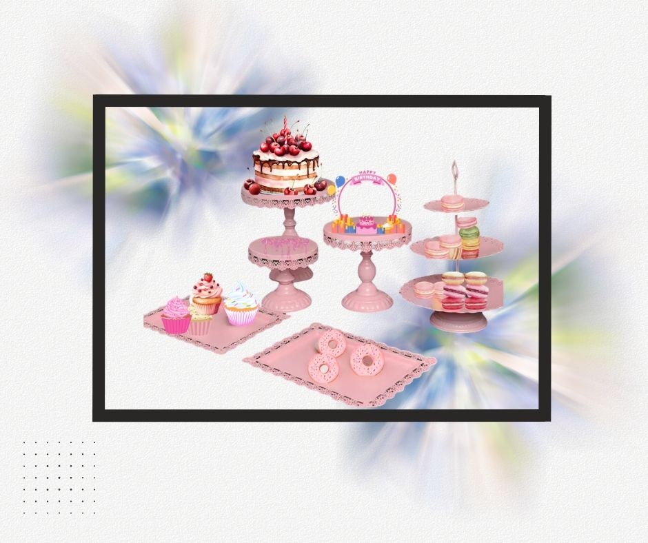 3-Tier Metal Elegant Pink European-Style Cake Stand Set for Hire — party hire package