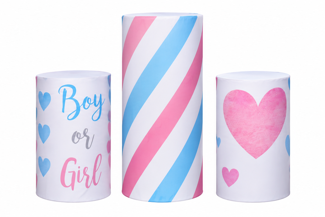 Custom Gender Reveal Party Set for Hire — styled setup photo 1, party props hire Melbourne
