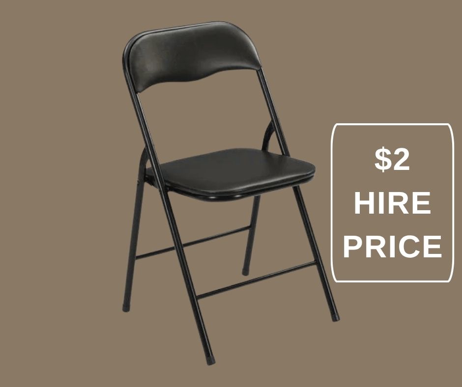 Padded Black Folding Chairs for Hire — styled setup photo 1, party props hire Melbourne