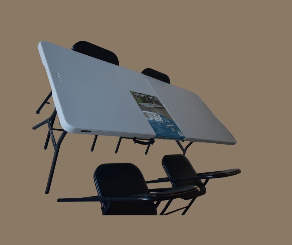 6ft Bi-Fold Trestle Table for Hire — styled setup photo 1, party props hire Melbourne
