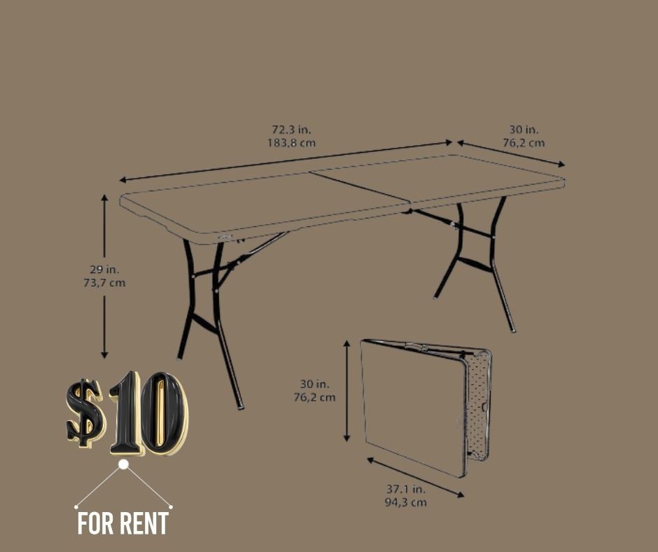 6ft Bi-Fold Trestle Table for Hire — styled setup photo 2, party props hire Melbourne